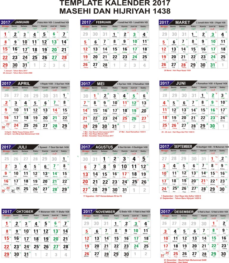 Template Desain Kalender 2017 Template Desain Kalender 2017